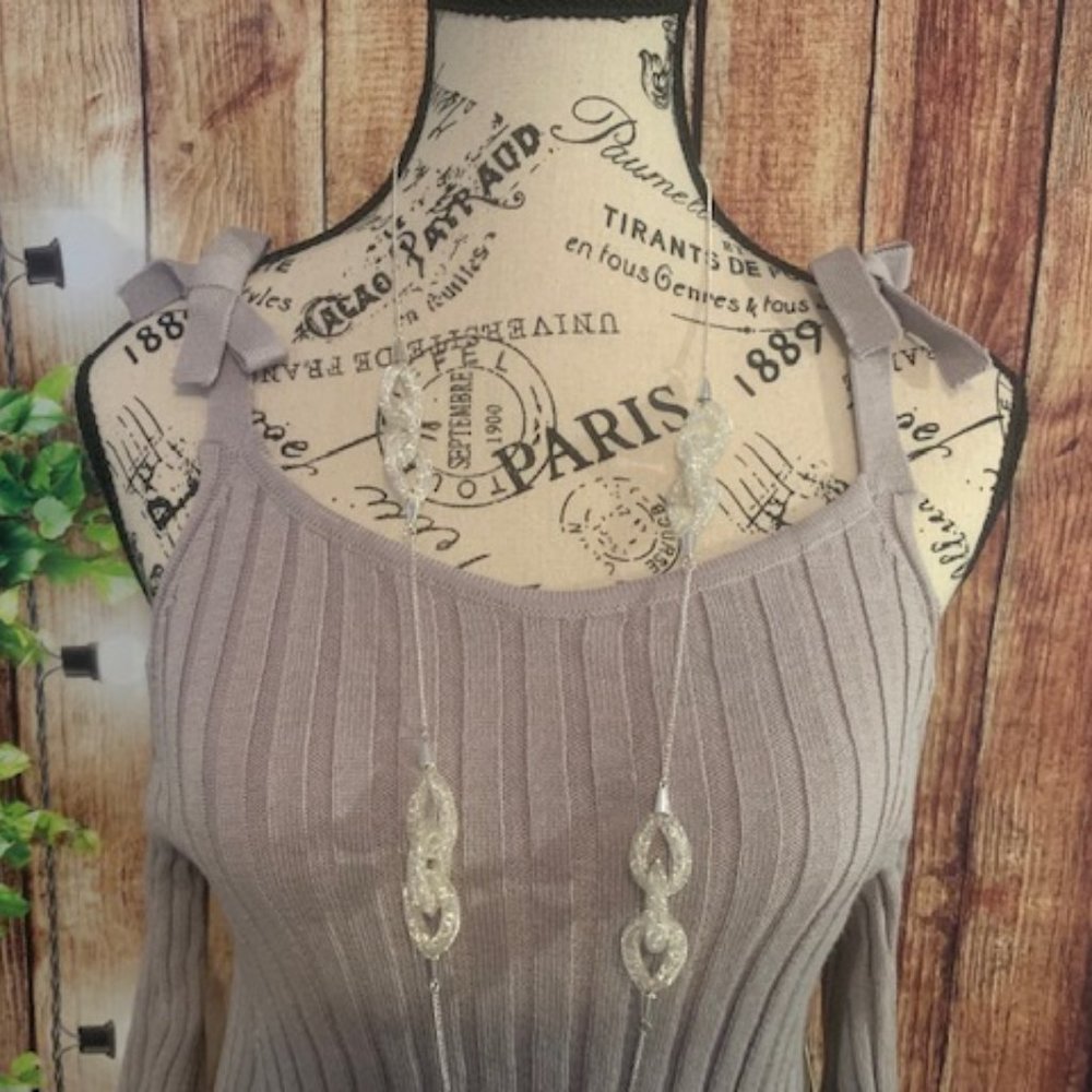 Tie Shoulder Taupe Summer Sweater
